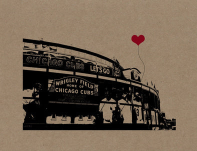 Chicago Cubs Wrigley Field Poster Print on Kraft Chipboard